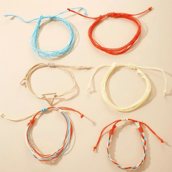 NEW 6pcs Adjustable Friendship Strand Bracelet Set - Picture 4 of 4